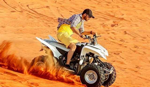 Dubai 1 hour Singe Quad Bike with Desert Safari Tour & BBQ Dinner