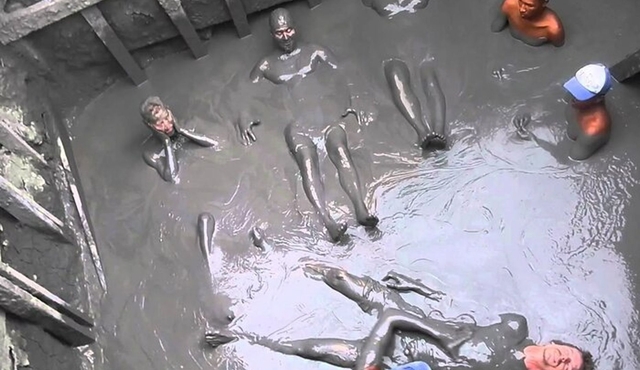 Mud volcano including pool and beach