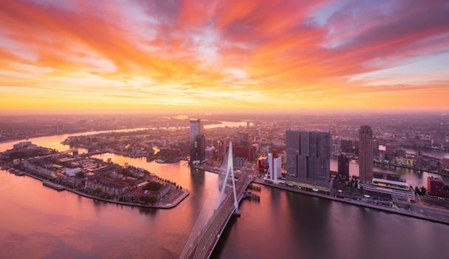 Cocktail and view at Celest Bar in Rotterdam