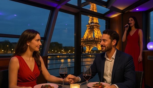 NEW — Seine River Dinner Cruise with Rooftop and Live Singer