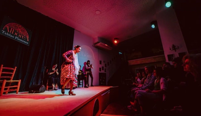 Traditional flamenco show in a historic center tablao in Granada